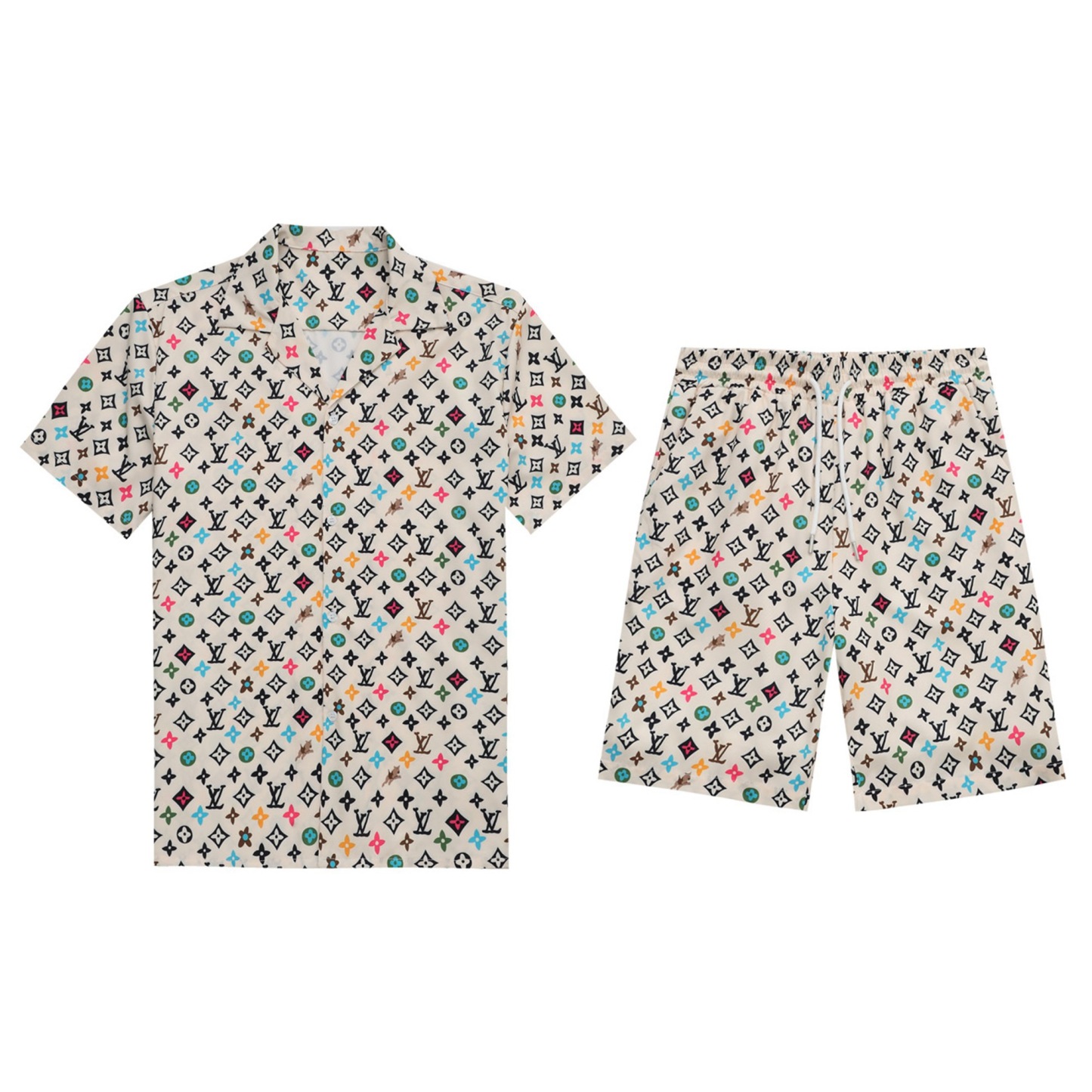 1V Colorful Full Print Short Sleeve Set