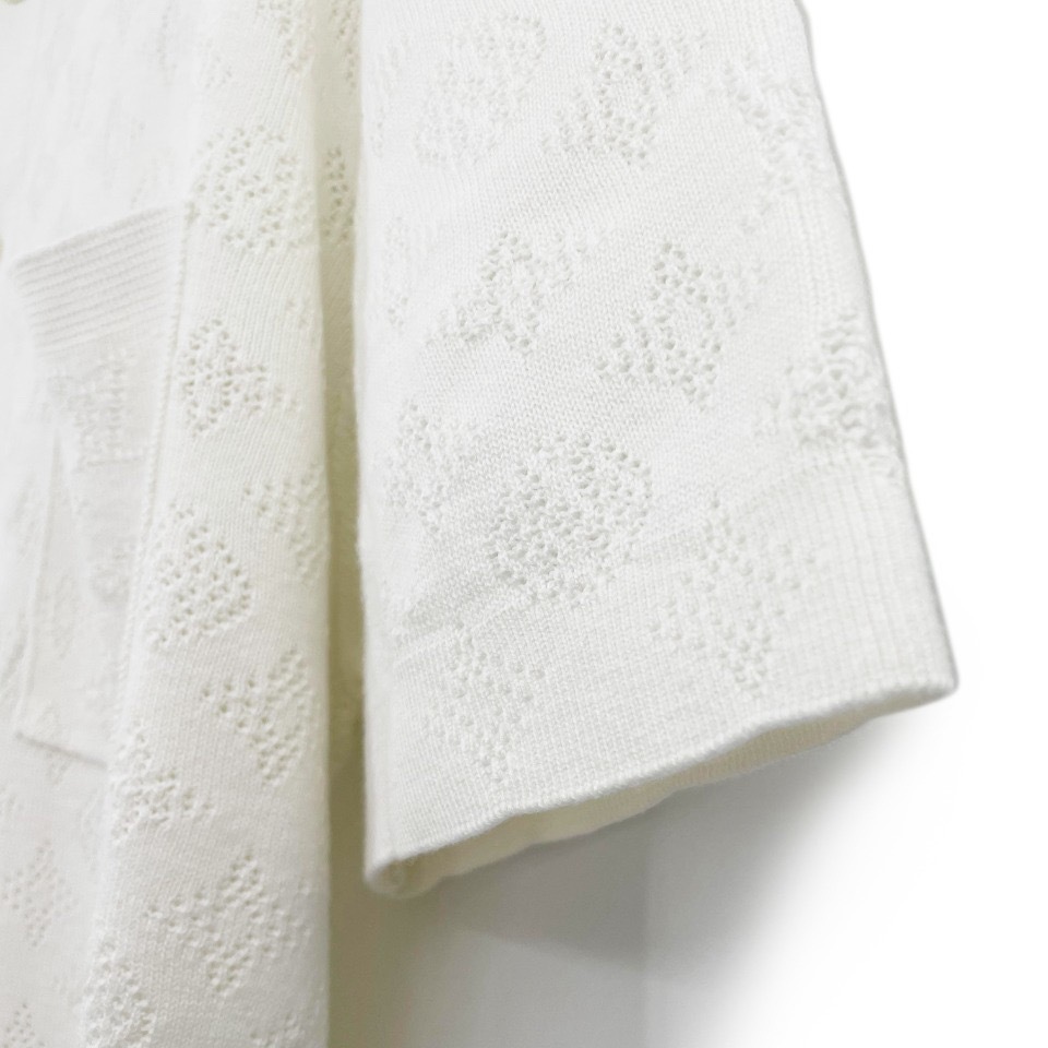 1V Football star's same knit dark flower hollow short sleeved cardigan