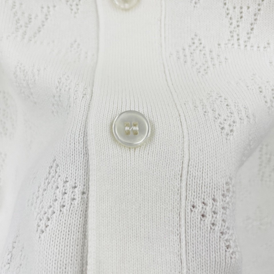 1V Football star's same knit dark flower hollow short sleeved cardigan