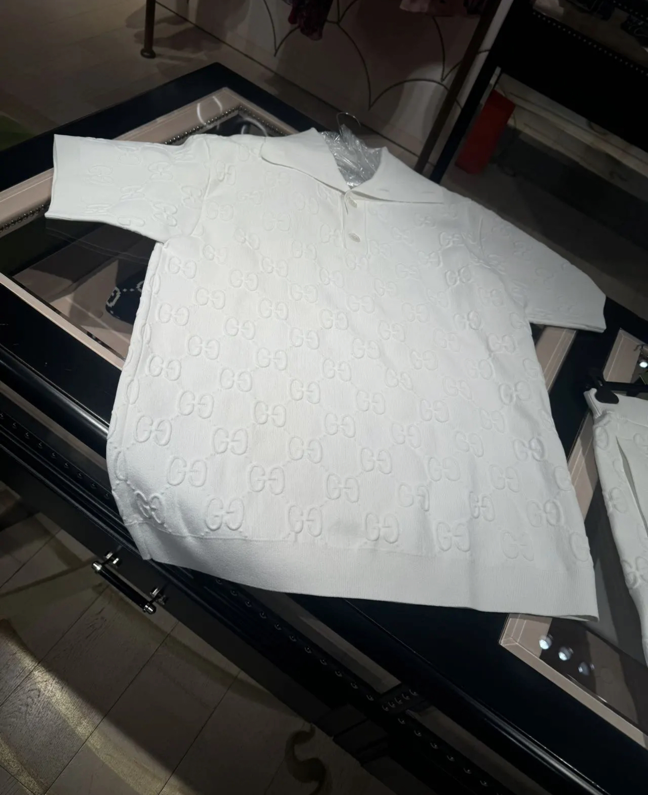 GG Cristiano Ronaldo's same dark floral short sleeved polo shirt