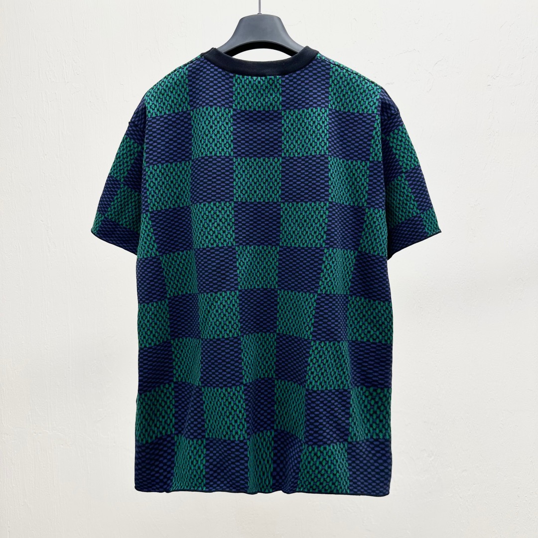 1V Checkered Knitted T-shirt