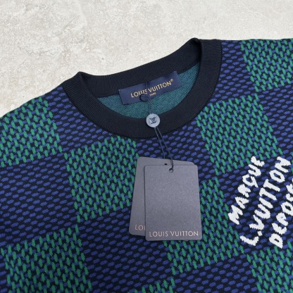 1V Checkered Knitted T-shirt
