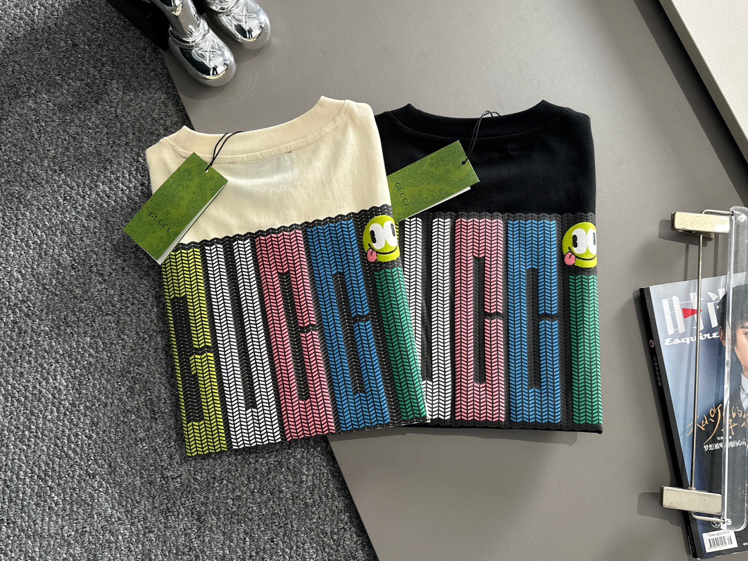 GG Colorful letter logo short sleeved T-shirt