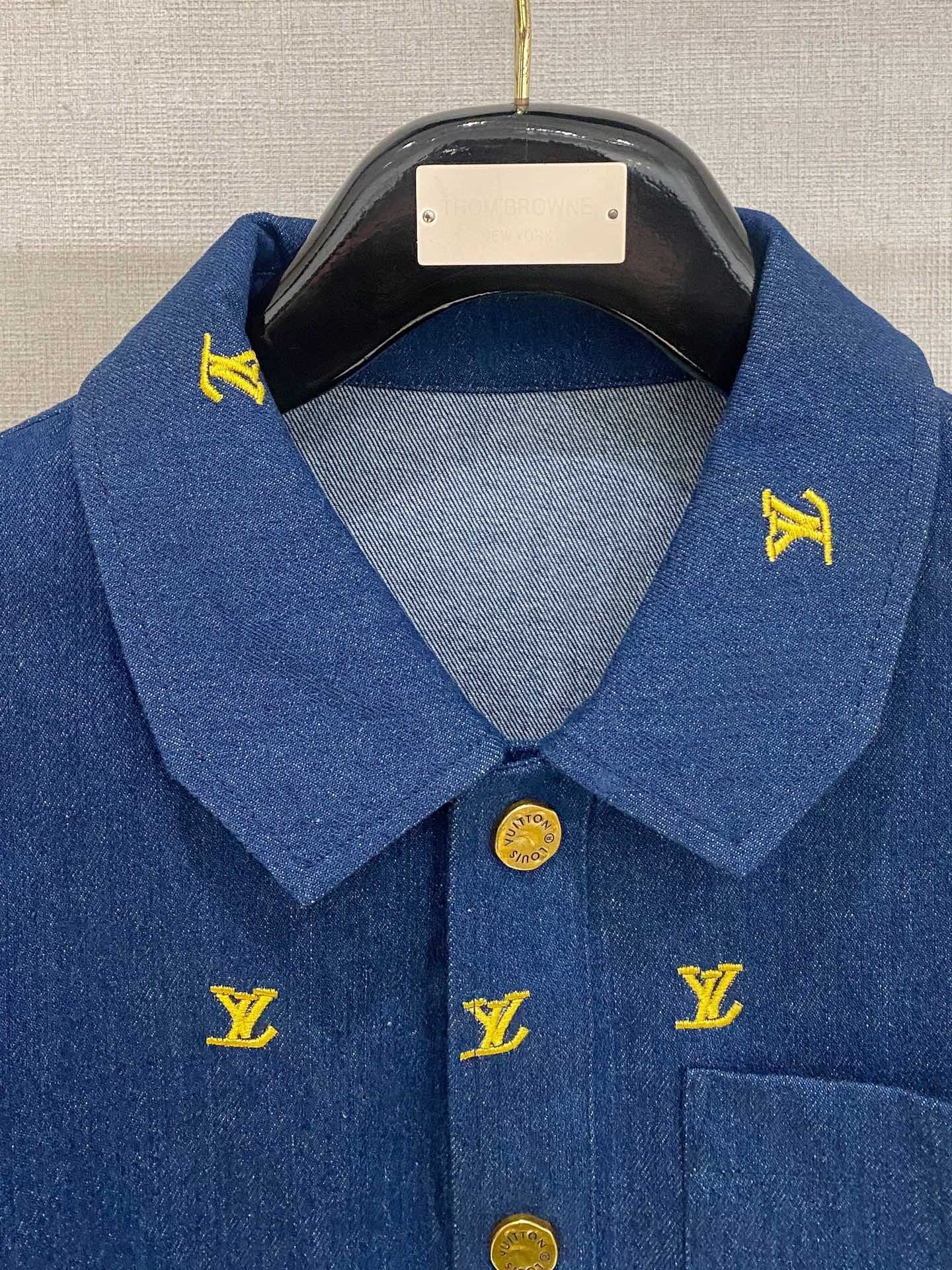 1V Denim denim small logo embroidered jacket with detachable sleeves for 2 outfits