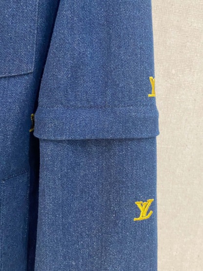 1V Denim denim small logo embroidered jacket with detachable sleeves for 2 outfits