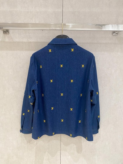 1V Denim denim small logo embroidered jacket with detachable sleeves for 2 outfits