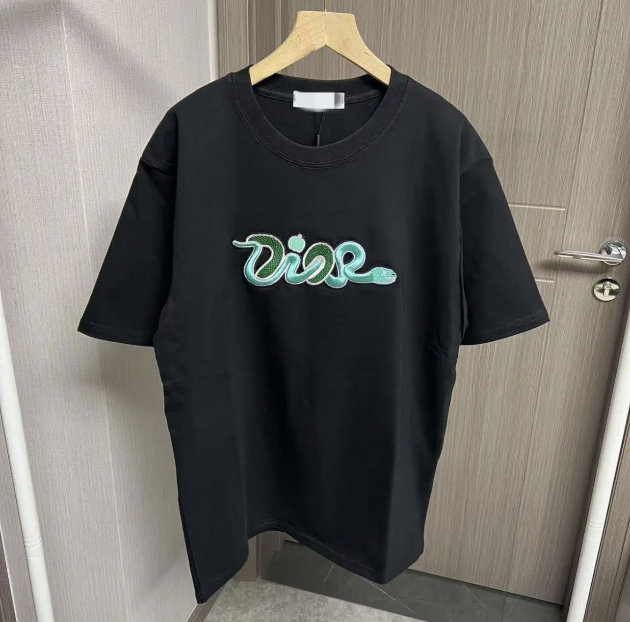 DD Green Snake Embroidered Short Sleeve T-shirt