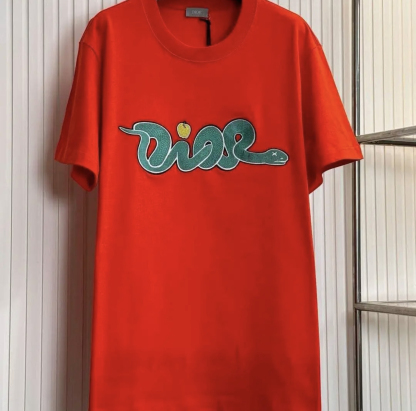 DD Green Snake Embroidered Short Sleeve T-shirt