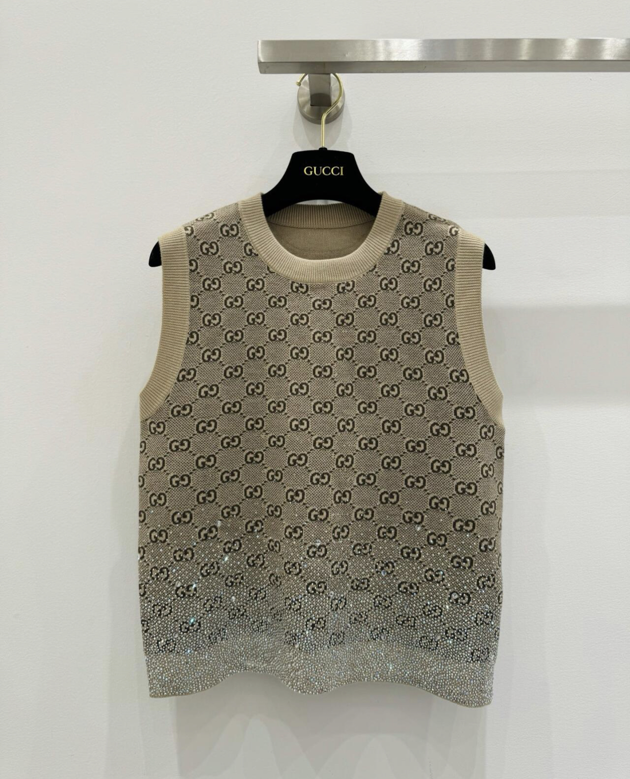 GG Flash diamond system round neck knitted vest