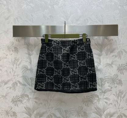 GG Embroidered woolen skirt