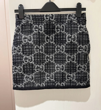 GG Embroidered woolen skirt