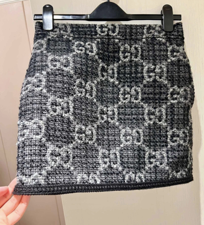 GG Embroidered woolen skirt
