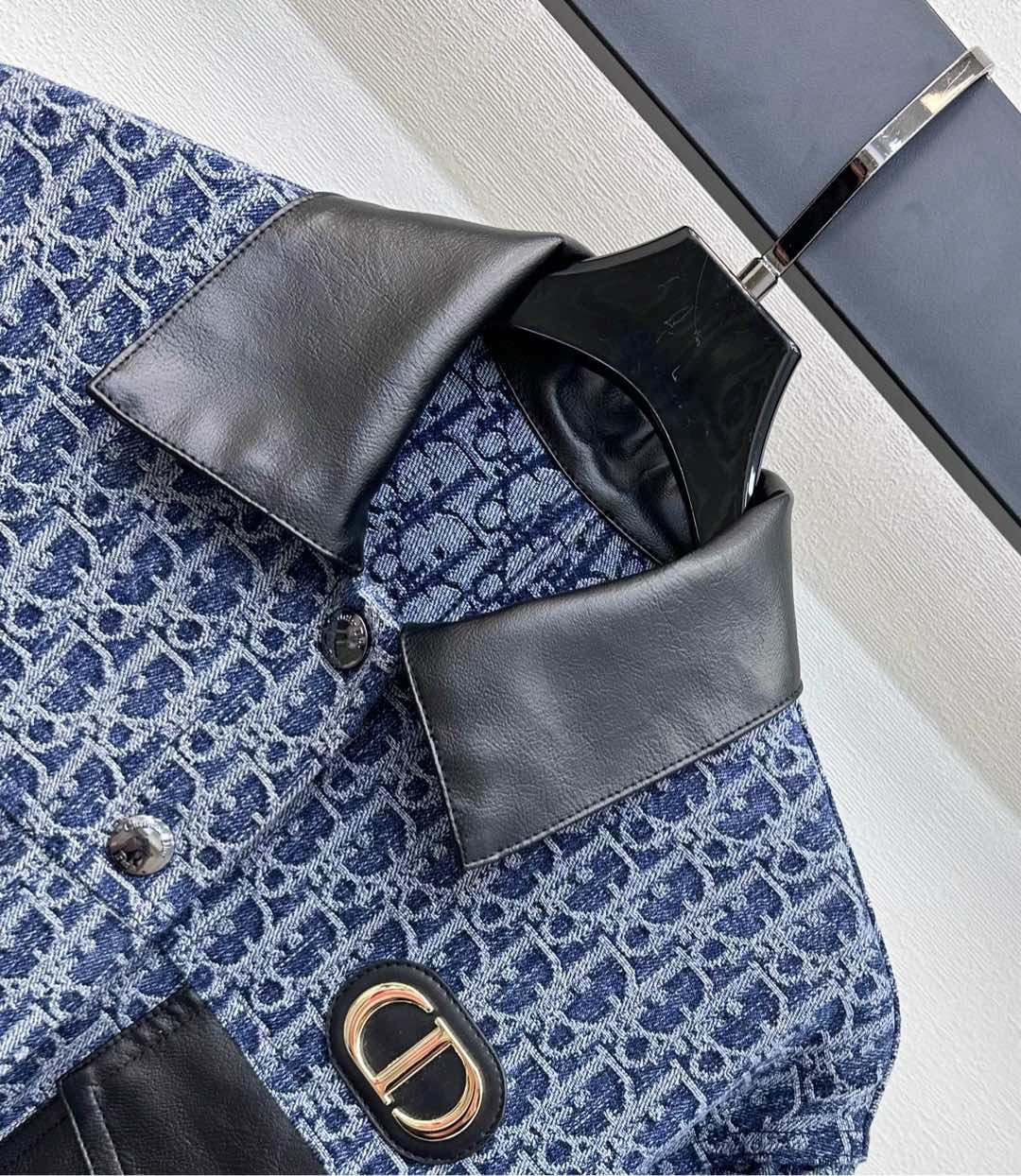 DIAO 25SS Jacquard patchwork denim dress