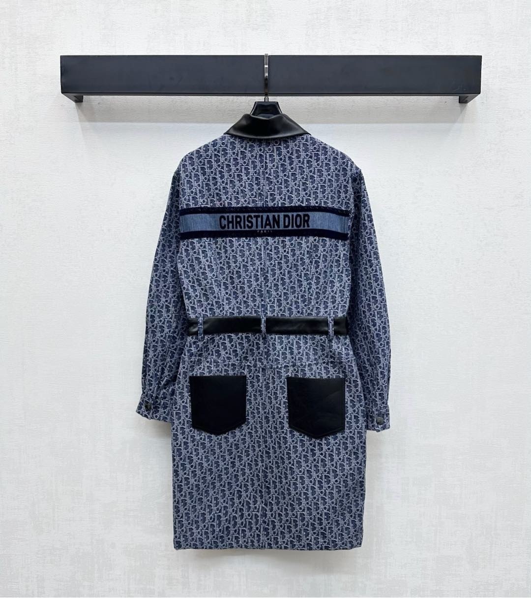 DIAO 25SS Jacquard patchwork denim dress