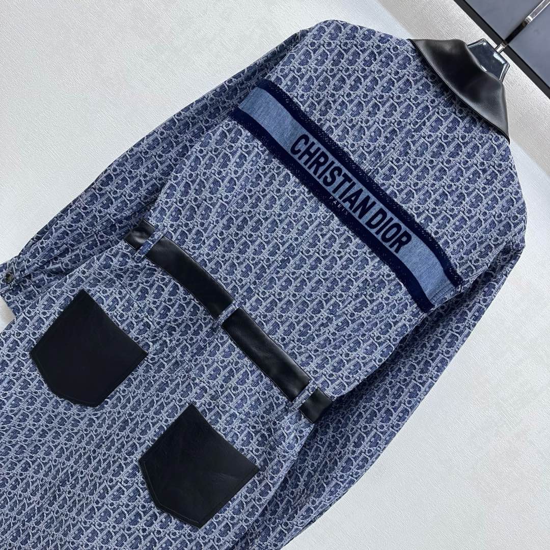 DIAO 25SS Jacquard patchwork denim dress