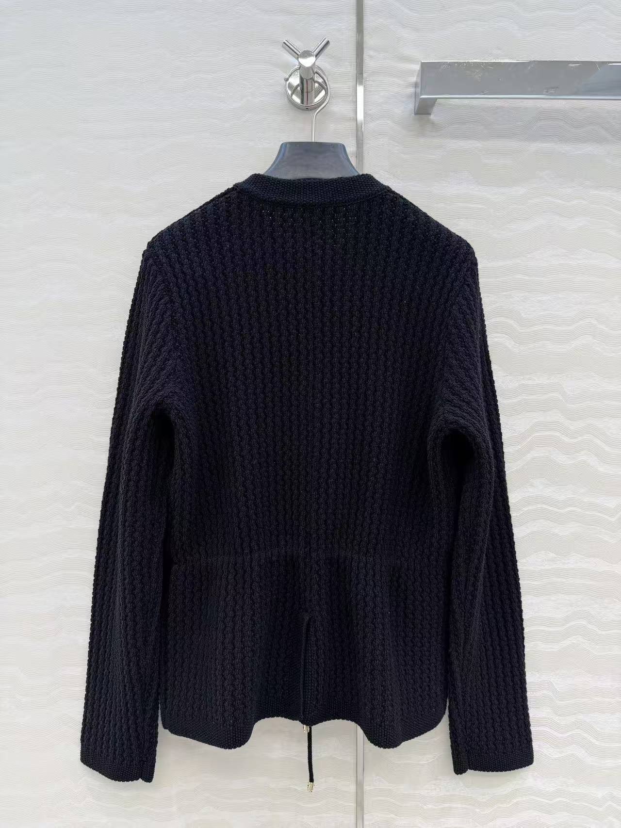 CC 26SS Rhinestone-button lace-up knitted cardigan