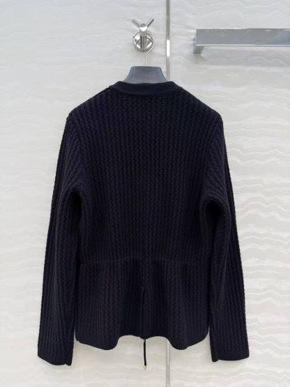 CC 26SS Rhinestone-button lace-up knitted cardigan