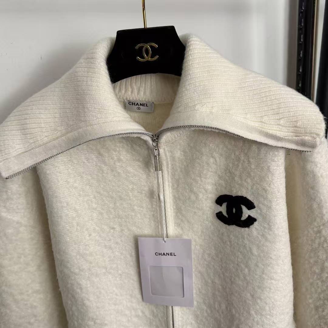 CC Zippered turtleneck thick cardigan