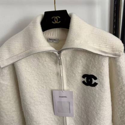 CC Zippered turtleneck thick cardigan