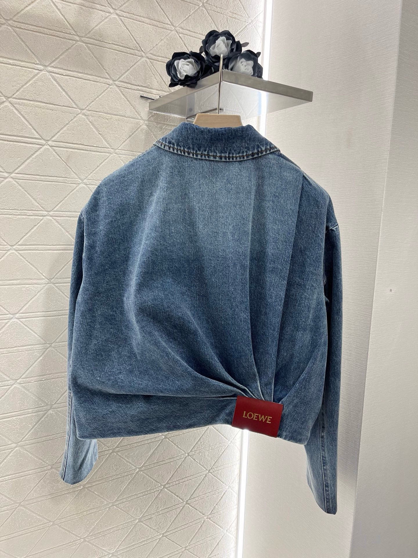 LEW 2025SS Zipper leather brand denim jacket