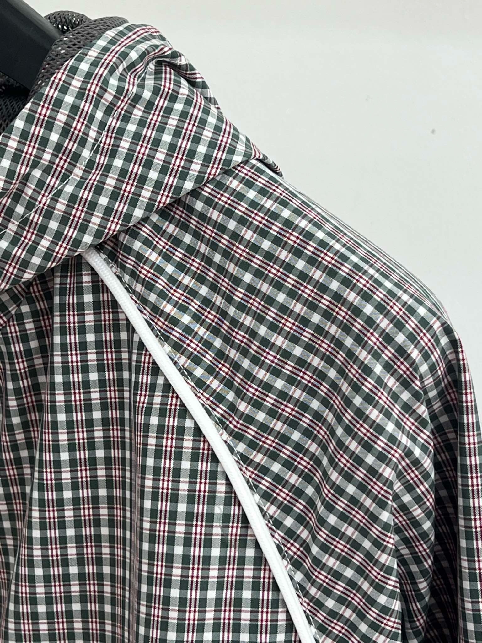 MM 2025SS Plaid hooded zipper windbreaker jacket