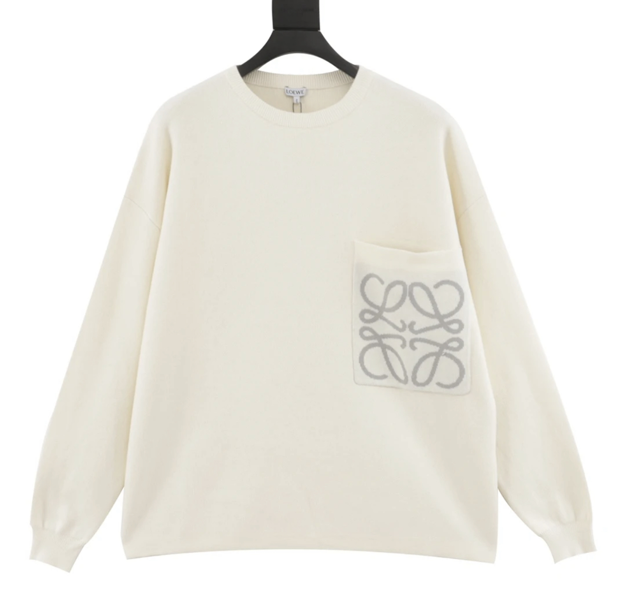 LEW Knitted sweater with large LOGO jacquard pocket on the chest
