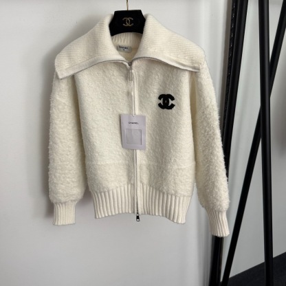 CC Zippered turtleneck thick cardigan