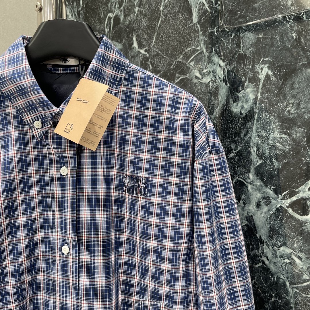 MM 2025SS Blue checkered lapel jacket