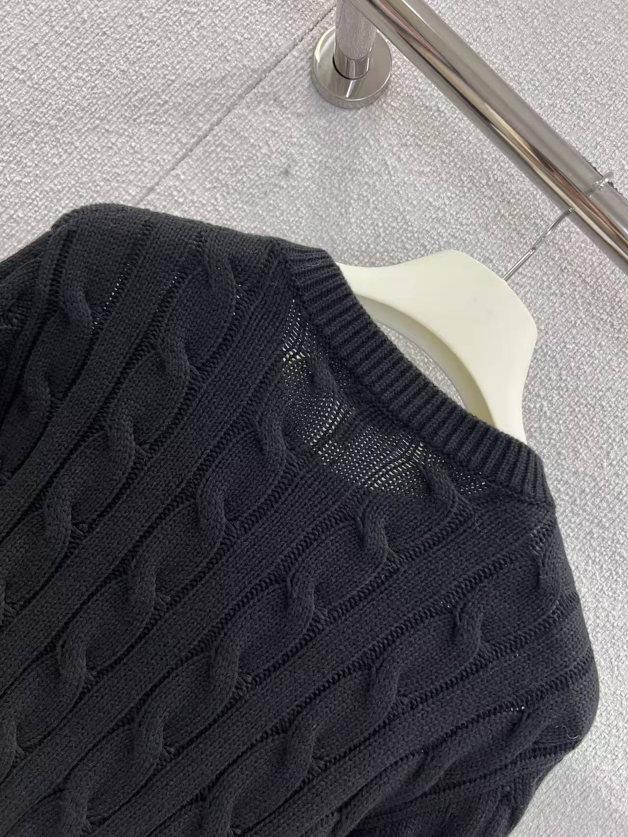 LEW 25SS Embroidered Fried Dough Twists knit cardigan