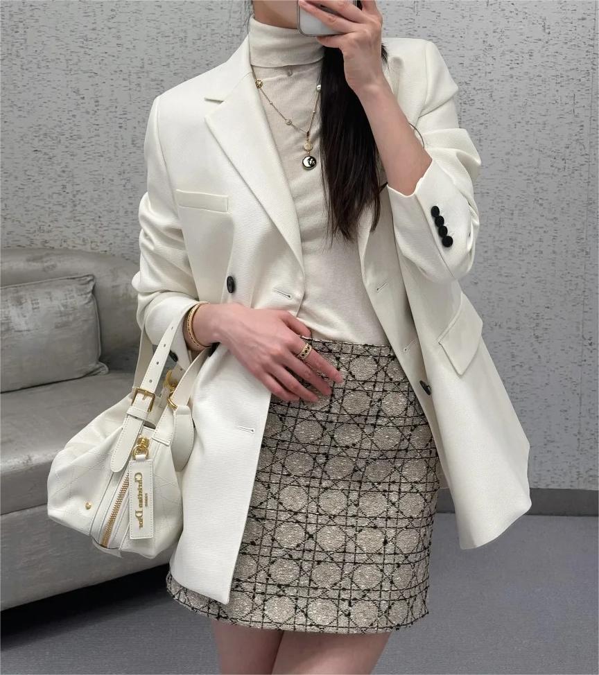 DIO Knitted Rattan Plaid Temperament Half-body Skirt