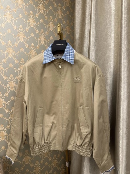 MIU25SS Plaid Patchwork Jacket