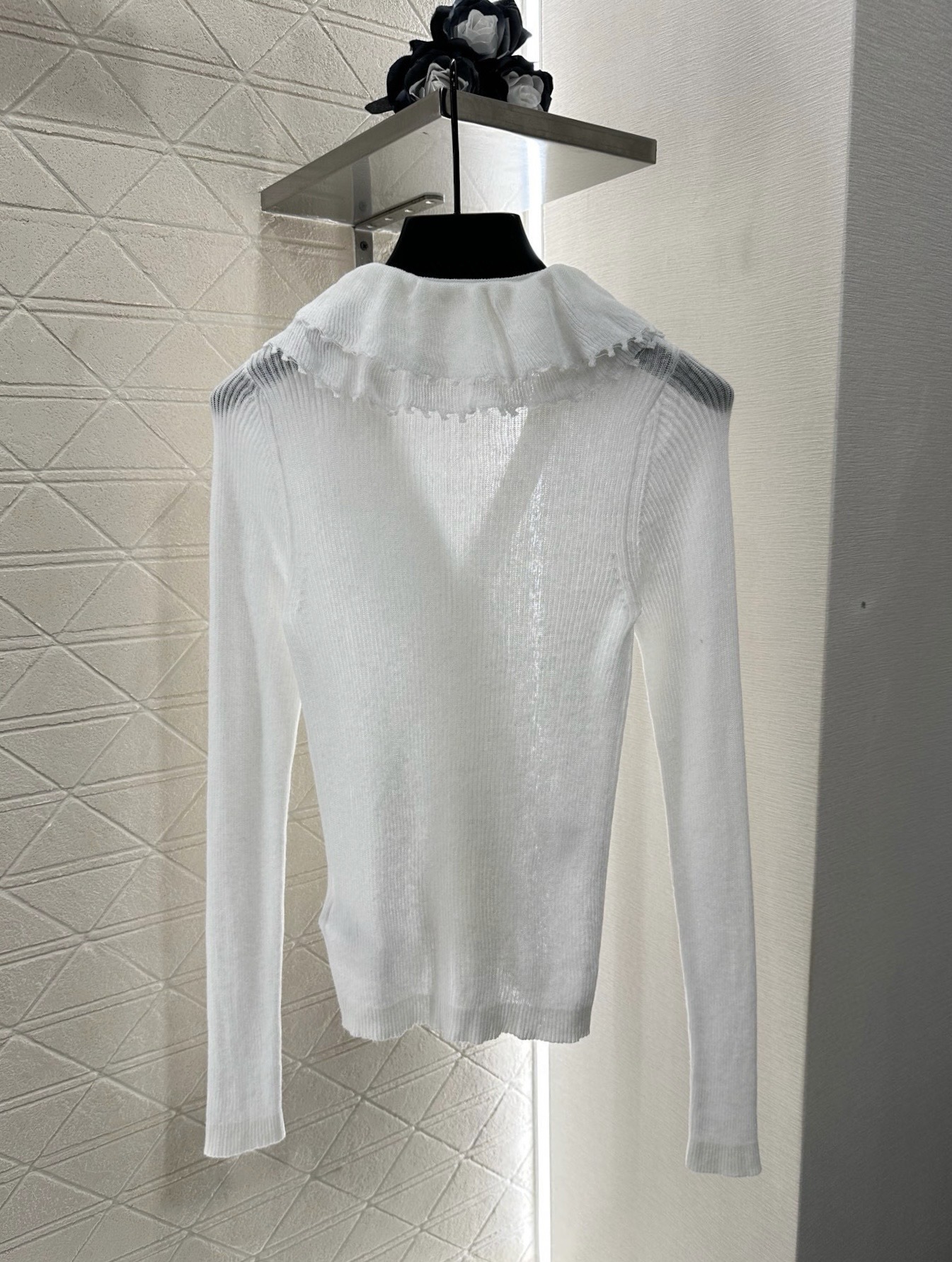 DIA 2025SS Detachable lotus collar knitted cardigan