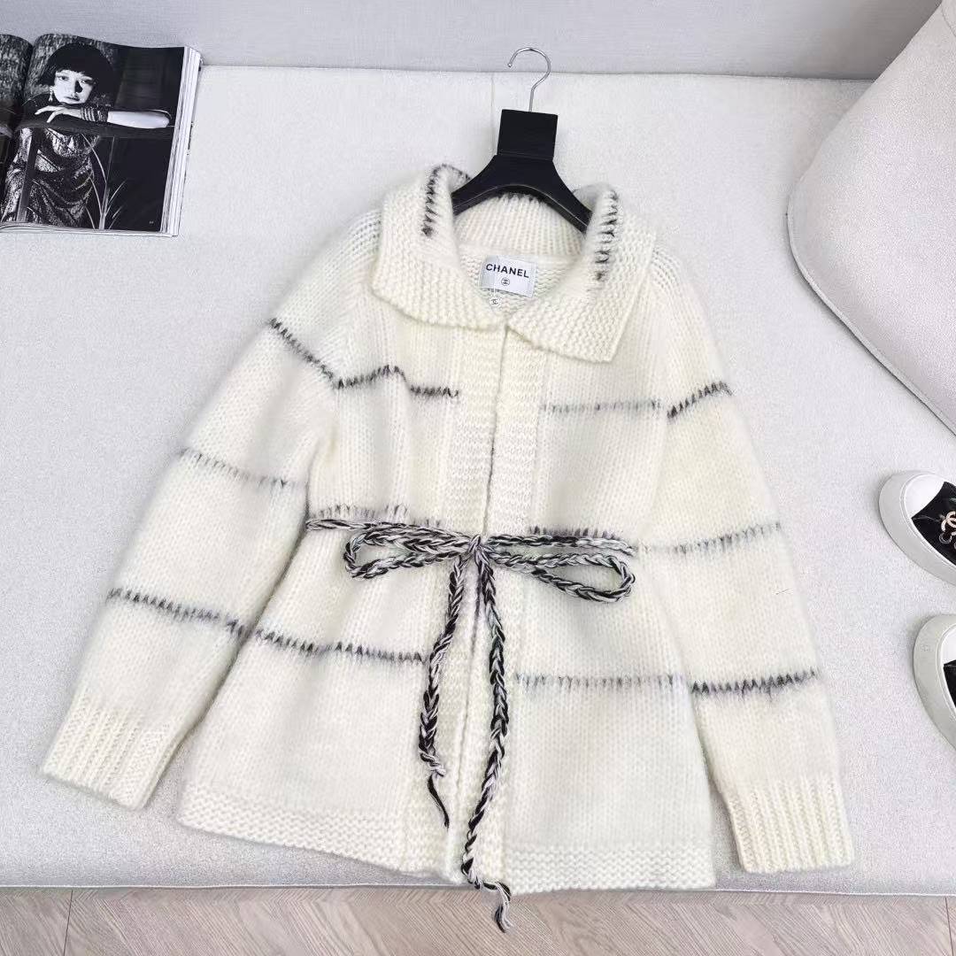 CC 26SS Back large LOGO mohair belt cardigan