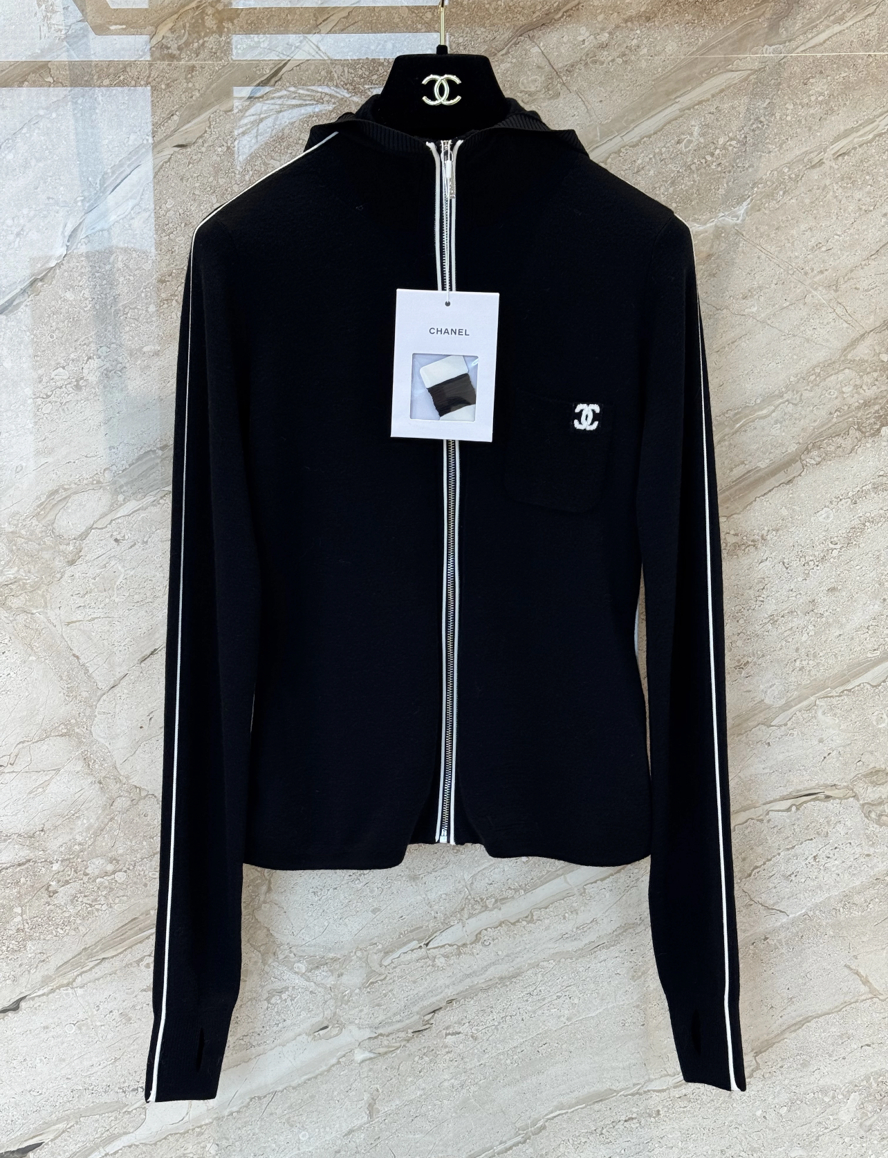 CC 25Ski series hooded knitted zipper jacket