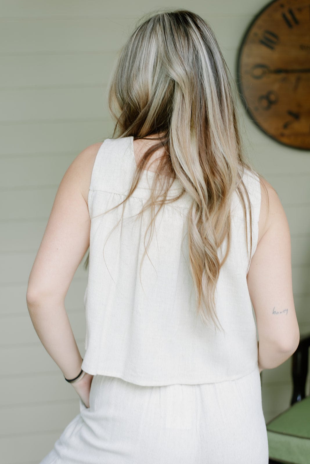Oatmeal Linen Flowy Tank Top