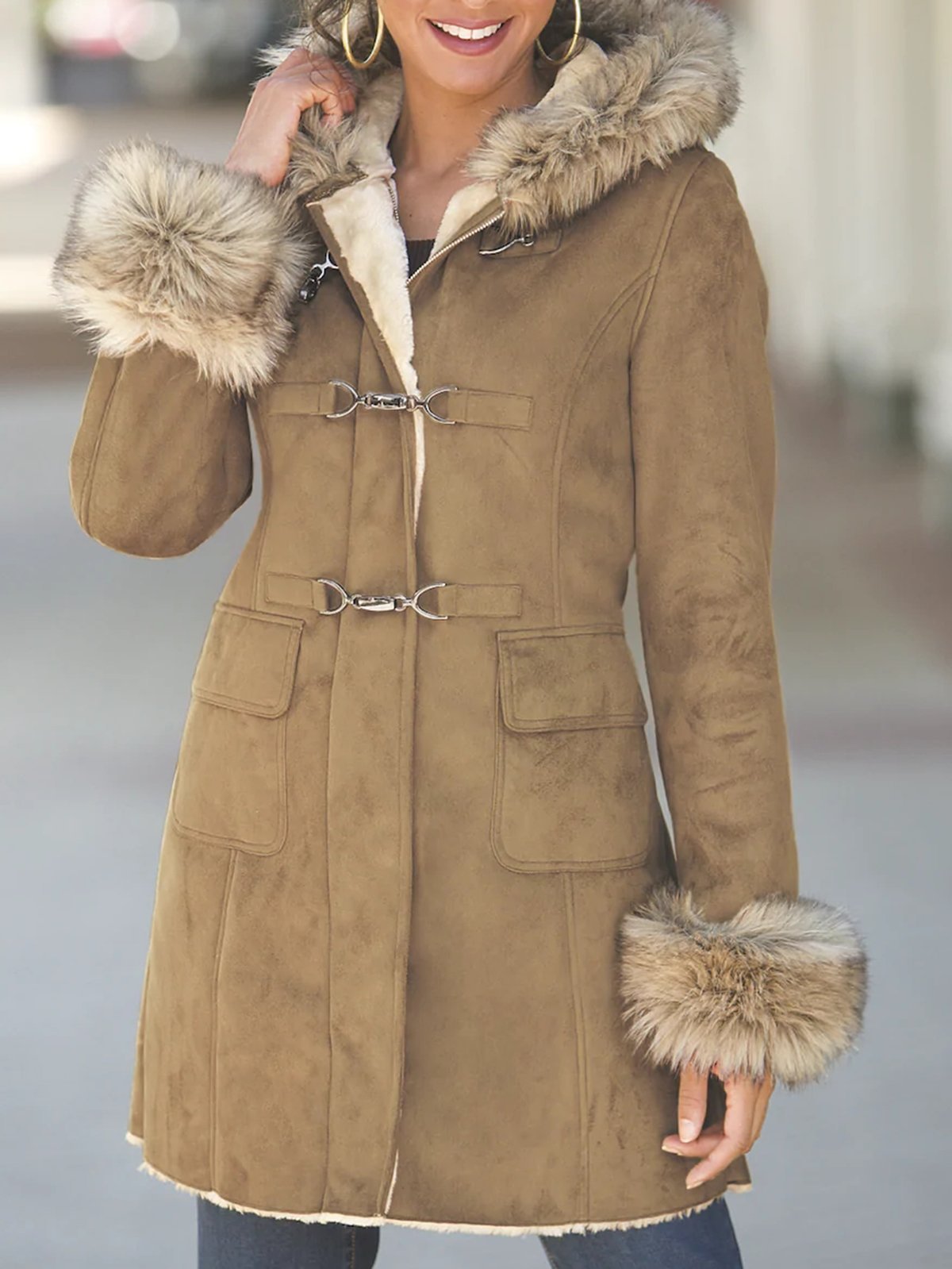 Casual thick suede warm coat