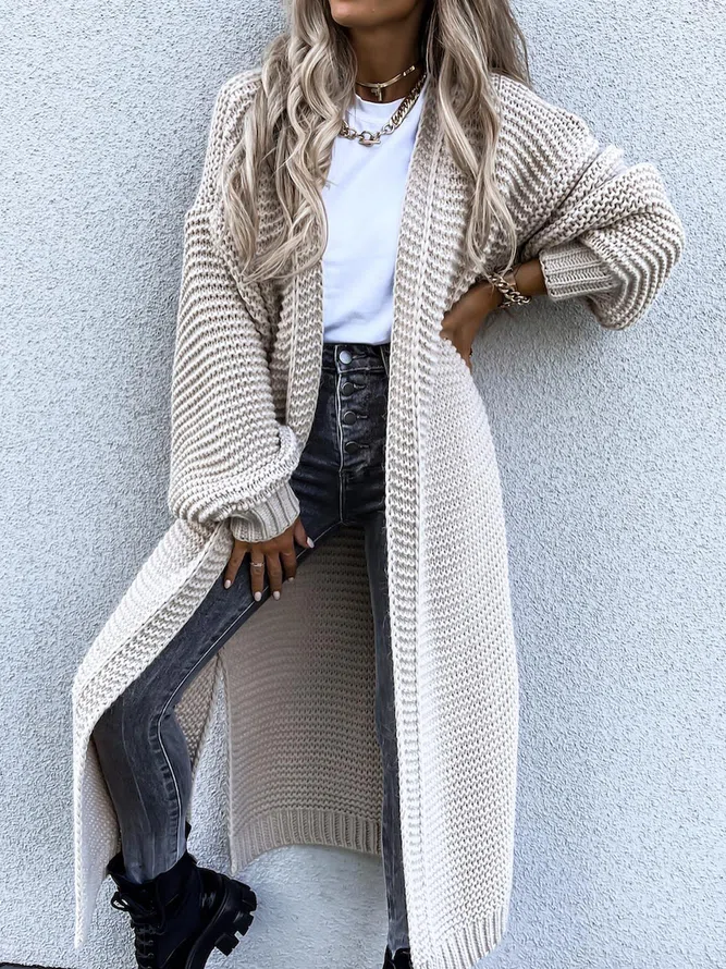 Casual Loose Plain Sweater Cardigan Coat