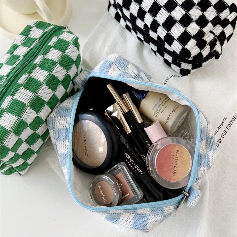 Checkerboard Makeup Bag