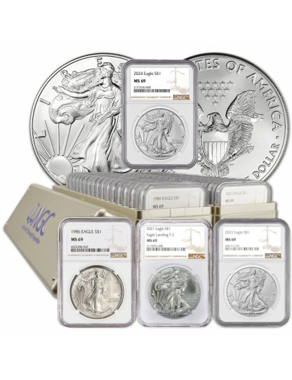 1986-2024 American Silver Eagle 40-pc Set NGC MS69 (2 New NGC Boxes)