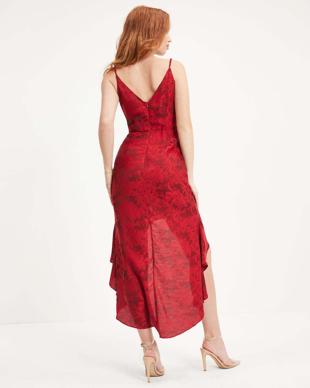 With You Floral Ruched Ruffle Maxi Dress-Matylis