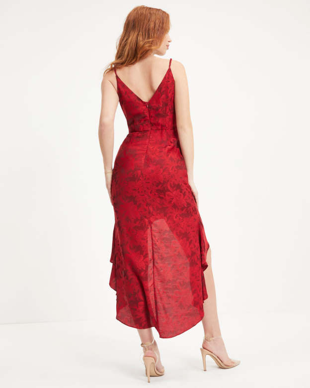 With You Floral Ruched Ruffle Maxi Dress-Matylis