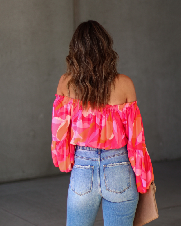 Tropical Spring Printed Off The Shoulder Top-Matylis