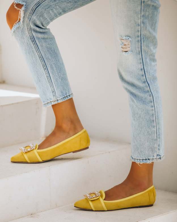Vanderpump Embellished Faux Suede Flats-Matylis