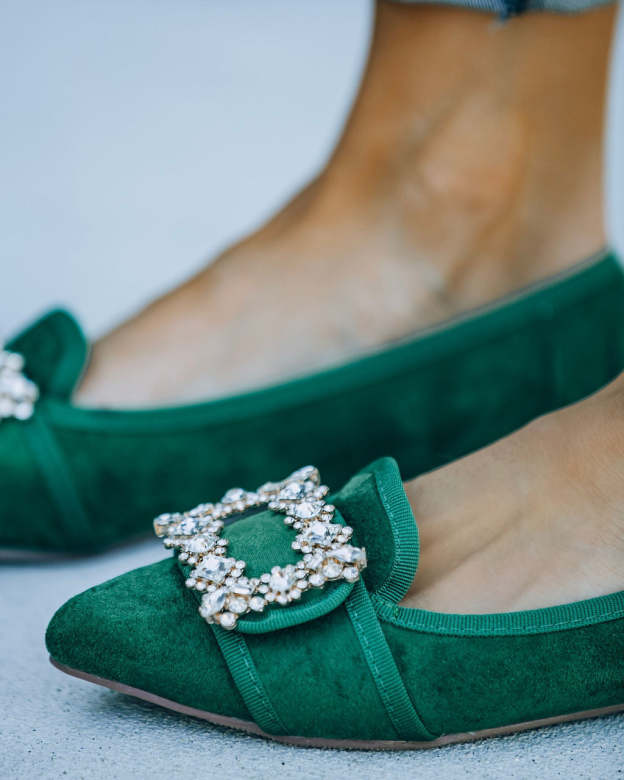 Vanderpump Embellished Faux Suede Flats-Matylis