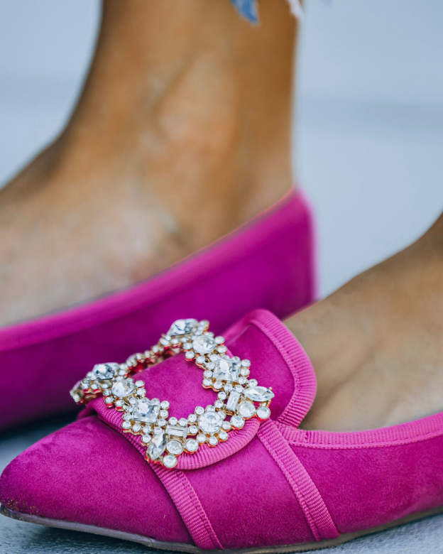 Vanderpump Embellished Faux Suede Flats-Matylis