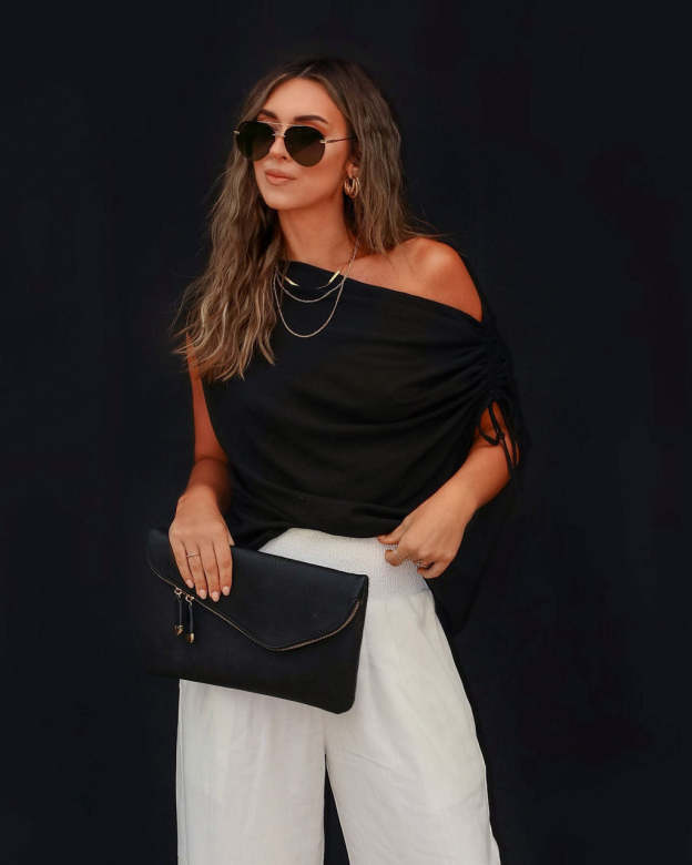 Thomas One Shoulder Ruched Cutout Top-Matylis