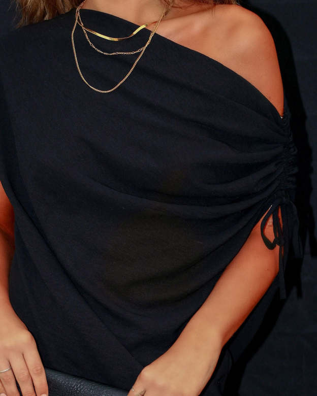 Thomas One Shoulder Ruched Cutout Top-Matylis
