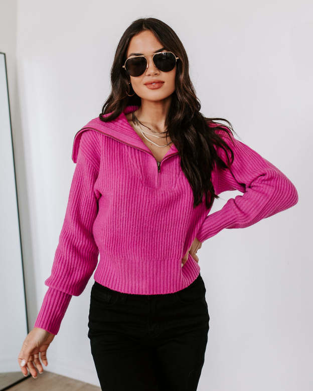 We Love It Half Zip Pullover Sweater-Matylis