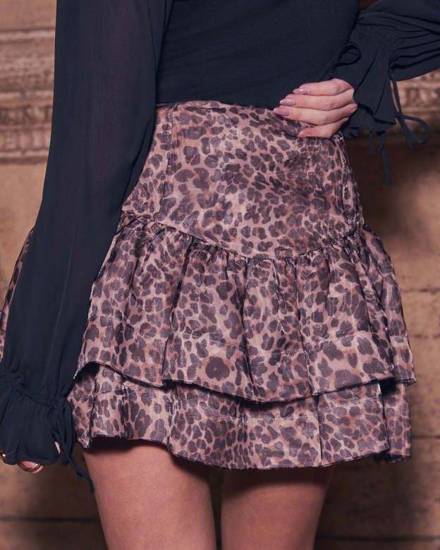 Wildly Yours Leopard Organza Mini Skirt-Matylis