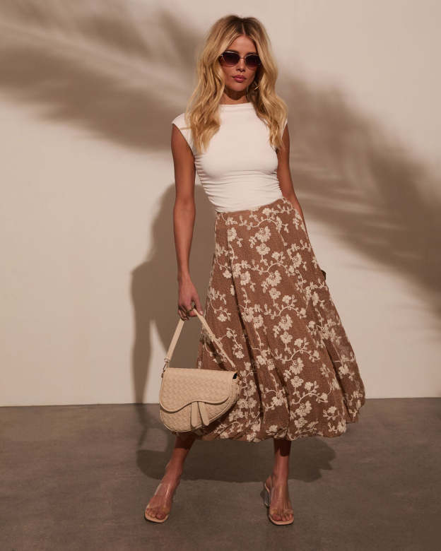 Tova Crochet Floral Midi Skirt-Matylis